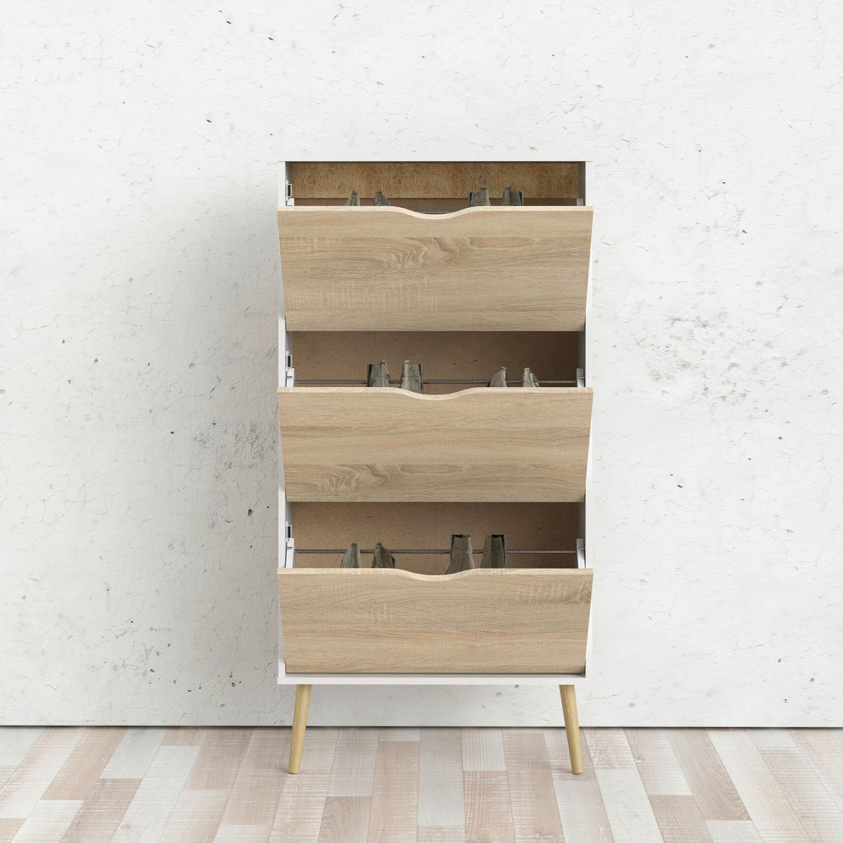 SCHUHKIPPER  in 70,2/138,8/23,96 cm  - Eichefarben/Weiß, Design, Holz/Holzwerkstoff (70,2/138,8/23,96cm) - Livetastic