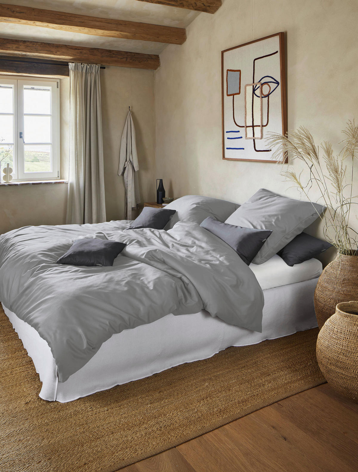 BETTWÄSCHE Makosatin 200/220 cm  - Grau, KONVENTIONELL, Textil (200/220cm) - Irisette