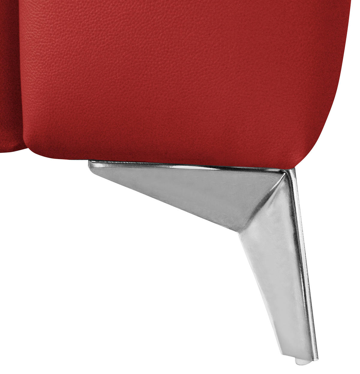 ECKSOFA MONDO Rot Echtleder Lederlook  - Chromfarben/Rot, Design, Leder/Textil (208/286cm) - Livetastic