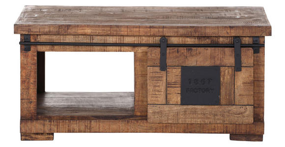 COUCHTISCH Mangoholz massiv 100/70/45 cm rechteckig Naturfarben, Schwarz  - Schwarz/Naturfarben, KONVENTIONELL, Holz/Holzwerkstoff (100/70/45cm) - Landscape