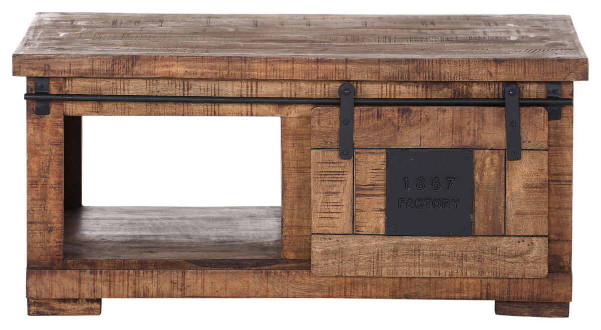 COUCHTISCH Mangoholz massiv 100/70/45 cm rechteckig Naturfarben, Schwarz  - Schwarz/Naturfarben, KONVENTIONELL, Holz/Holzwerkstoff (100/70/45cm) - Landscape