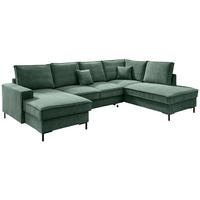 SJEDEĆA GARNITURA tekstil  tamno zelena   - tamno zelena/crna, Moderno, tekstil/metal (150/309/198cm) - MID.YOU