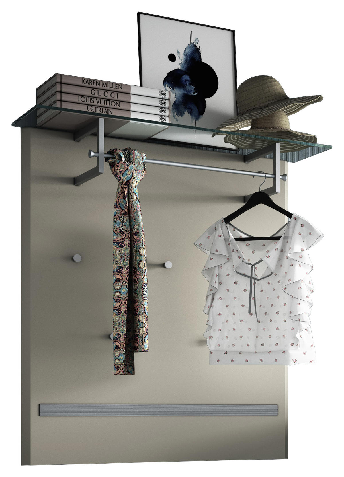 GARDEROBE 4-teilig  in 205/185/36 cm  - Taupe/Alufarben, Design, Holzwerkstoff/Metall (205/185/36cm) - Dieter Knoll