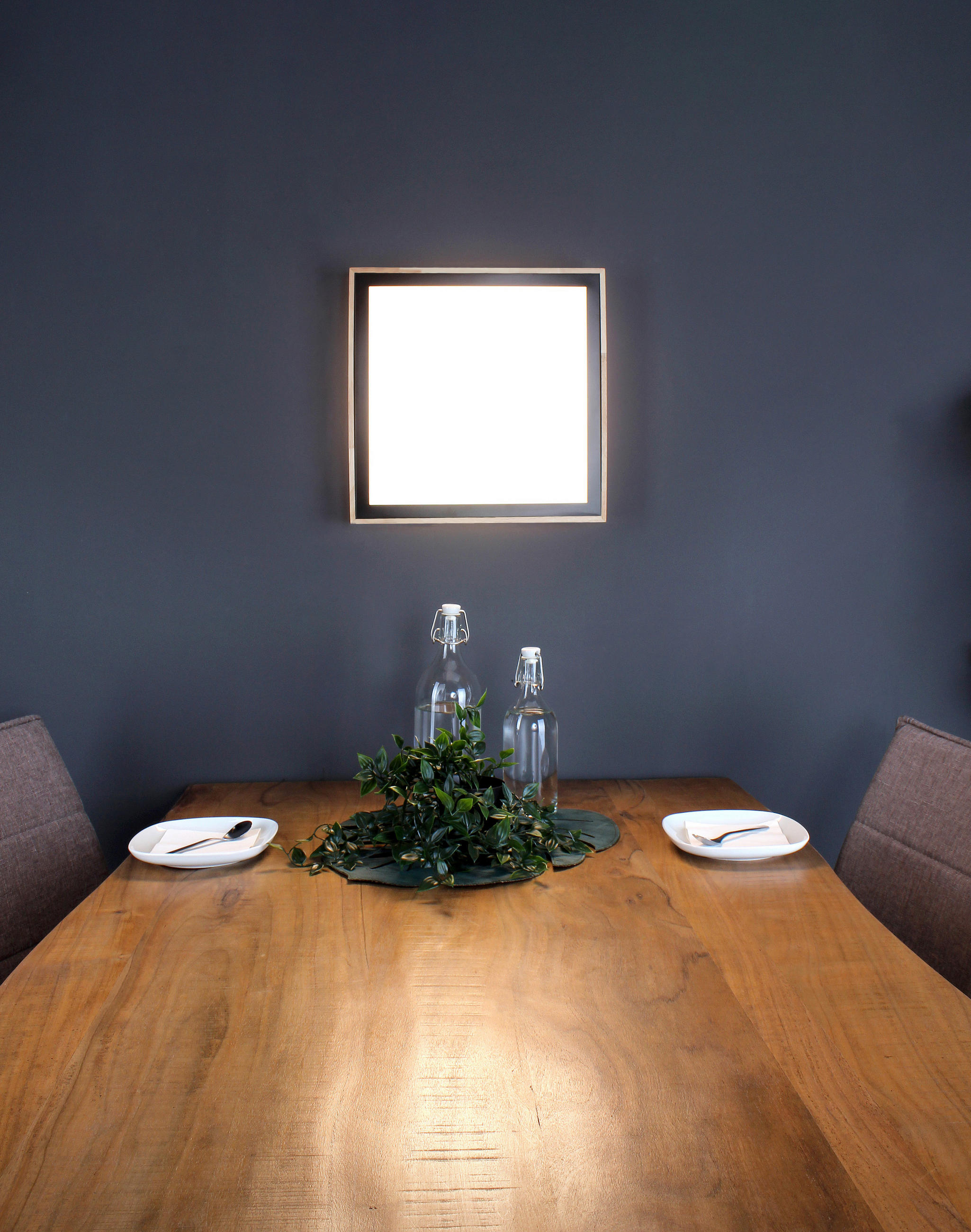 LED-DECKENLEUCHTE Solstar 28,5/28,5/8 cm   - Buchefarben/Schwarz, Natur, Holz/Kunststoff (28,5/28,5/8cm)