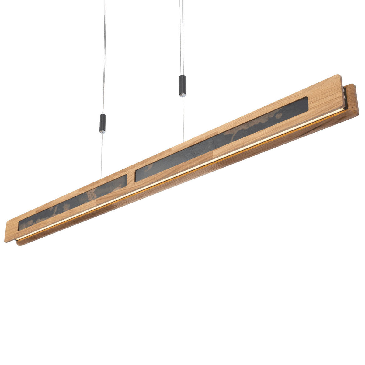 LED-HÄNGELEUCHTE 89/7/150 cm  - Eichefarben/Schwarz, Natur, Holz/Stein (89/7/150cm) - Waldwelt