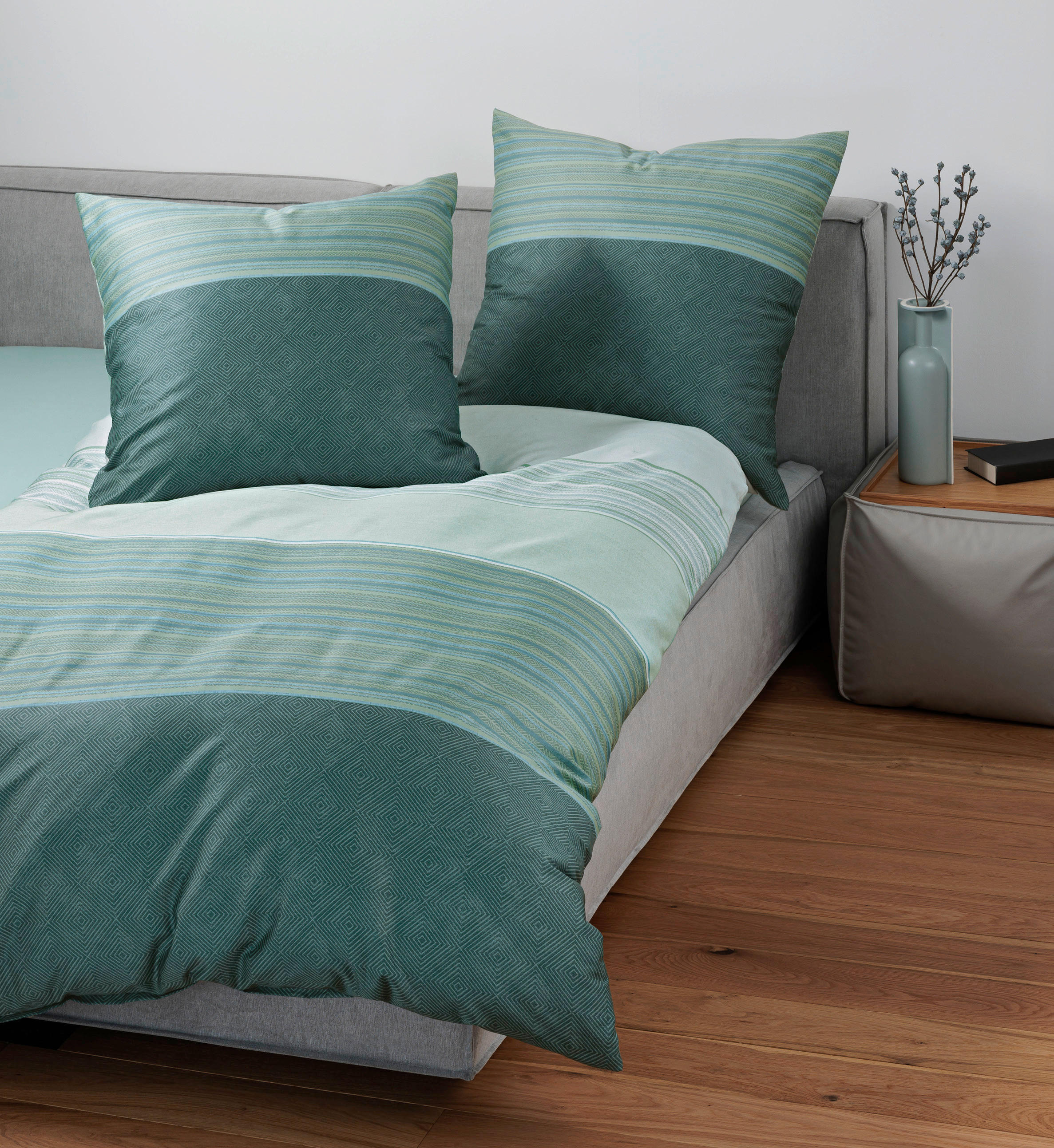 POSTELJNINA 135/200 cm mako saten zelena  - zelena, Konvencionalno, tekstil (135/200cm) - Janine
