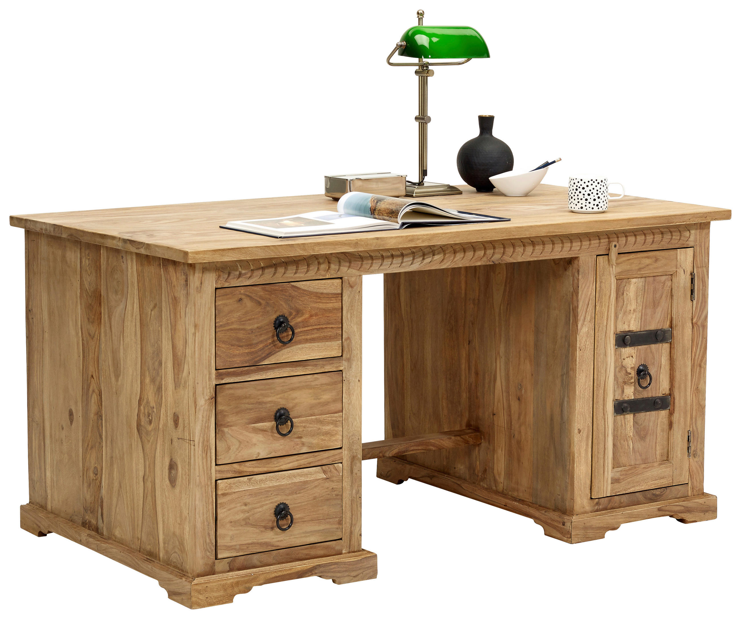 SCHREIBTISCH 150/85/76 cm  in Naturfarben  - Naturfarben, ROMANTIK / LANDHAUS, Holz/Metall (150/85/76cm) - Livetastic