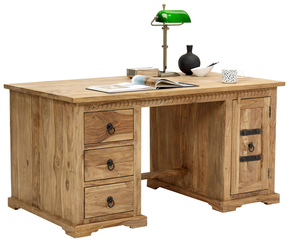 SCHREIBTISCH 150/85/76 cm  in Naturfarben  - Naturfarben, ROMANTIK / LANDHAUS, Holz/Metall (150/85/76cm) - Livetastic