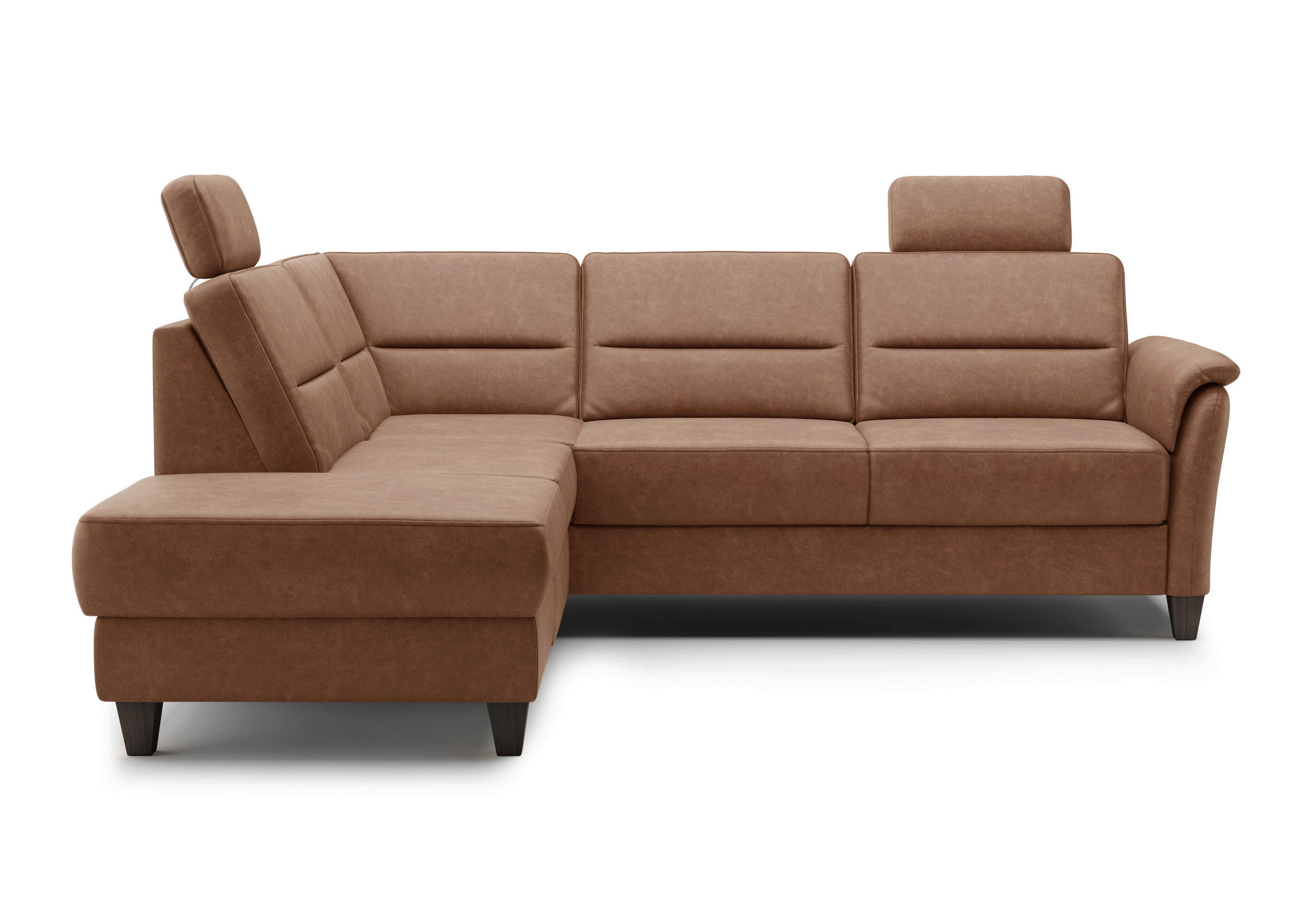 ECKSOFA PALMERA V Cognac Mikrofaser  - Wengefarben/Cognac, KONVENTIONELL, Holz/Textil (212/236cm) - Sit & More