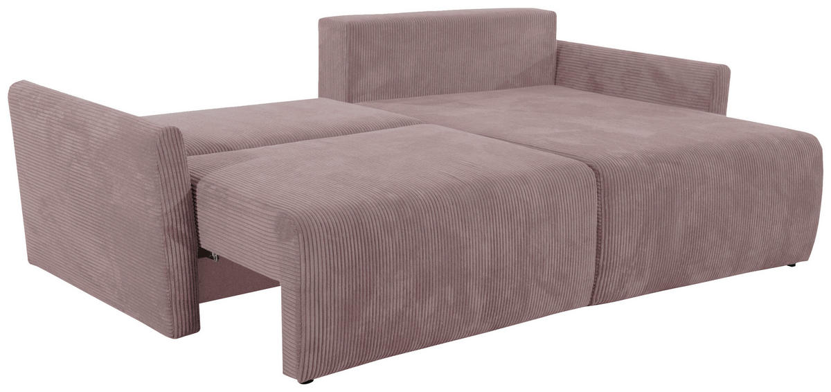 ECKSOFA in Cord Altrosa  - Schwarz/Altrosa, Konventionell, Kunststoff/Textil (228/146cm) - MID.YOU