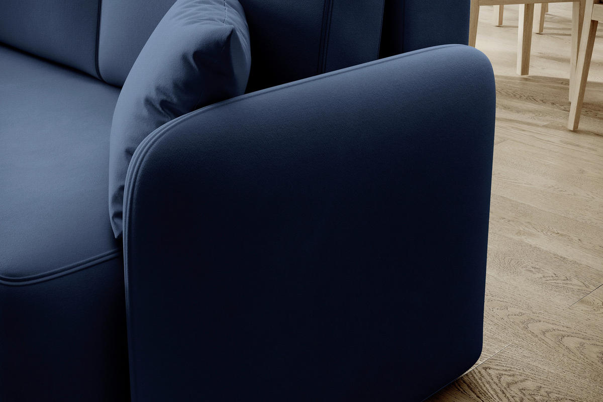 ECKSOFA Plüsch Blau  - Blau/Schwarz, Design, Kunststoff/Textil (150/206cm) - P & B