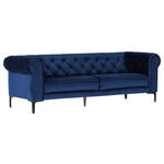 3-SITZER-SOFA in Samt Blau  - Blau/Schwarz, Trend, Textil/Metall (220/75/90cm) - Carryhome