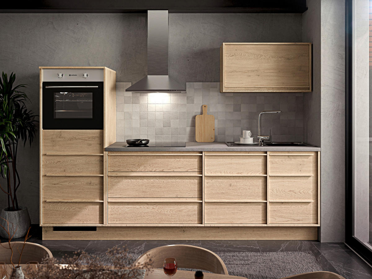 KÜCHENLEERBLOCK 264 cm   in Eichefarben  - Eichefarben/Anthrazit, Trend, Holzwerkstoff/Kunststoff (264cm) - P & B