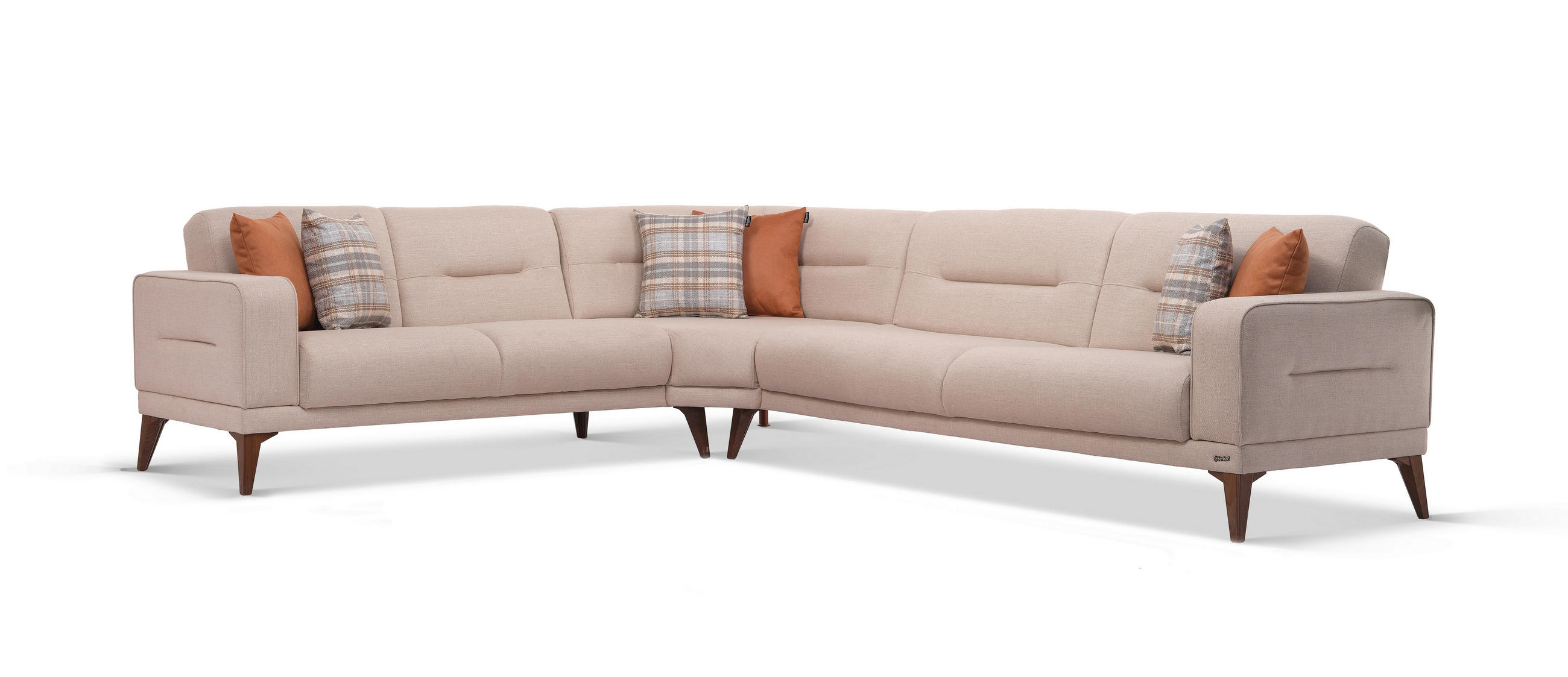 ECKSOFA Greige Leinenoptik  - Sandfarben/Greige, Design, Kunststoff/Textil (255/314cm) - Livetastic