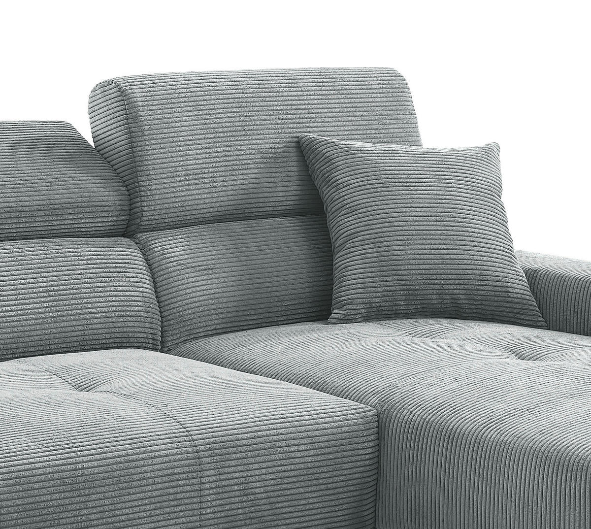 ECKSOFA Cord Hellblau  - Schwarz/Hellblau, Basics, Textil/Metall (250/183cm) - Livetastic