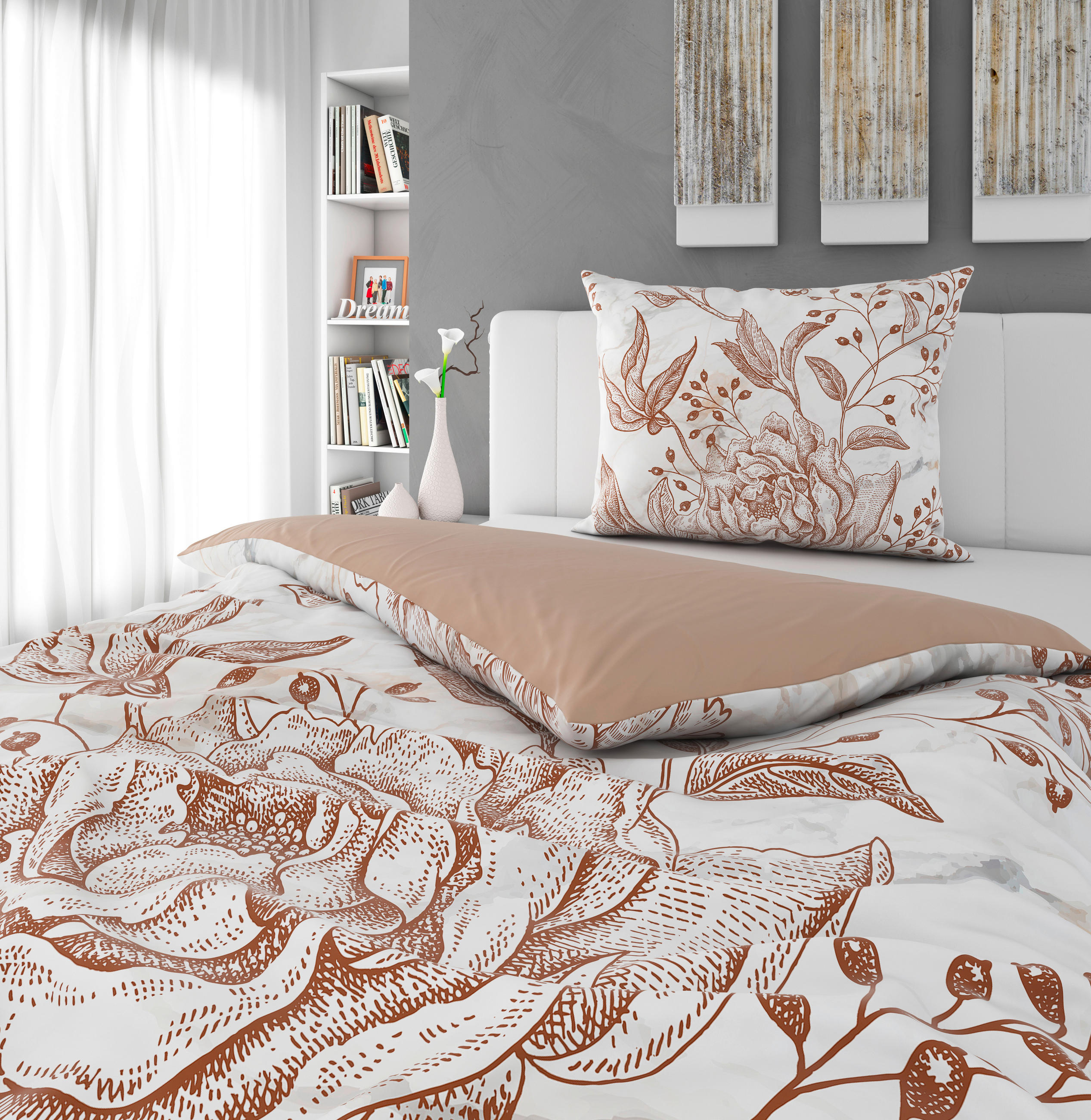 WENDEBETTWÄSCHE Satin 140/200 cm  - Beige, KONVENTIONELL, Textil (140/200cm) - Esposa