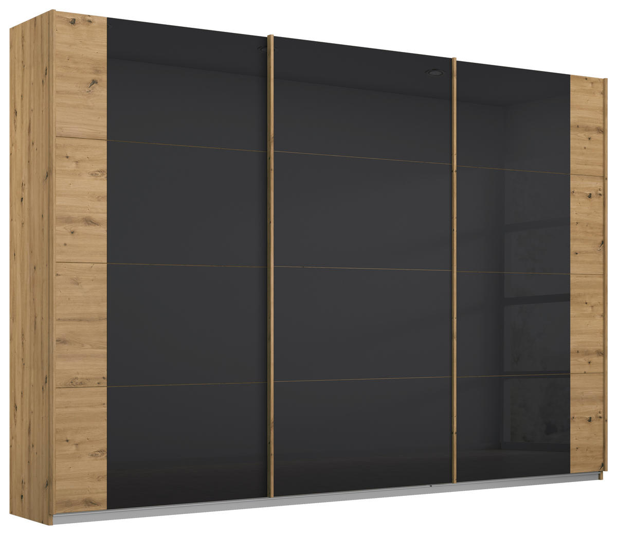 SCHWEBETÜRENSCHRANK  in Eiche Artisan, Anthrazit  - Anthrazit/Eiche Artisan, MODERN, Glas/Holzwerkstoff (271/210/62cm) - Rauch Möbel