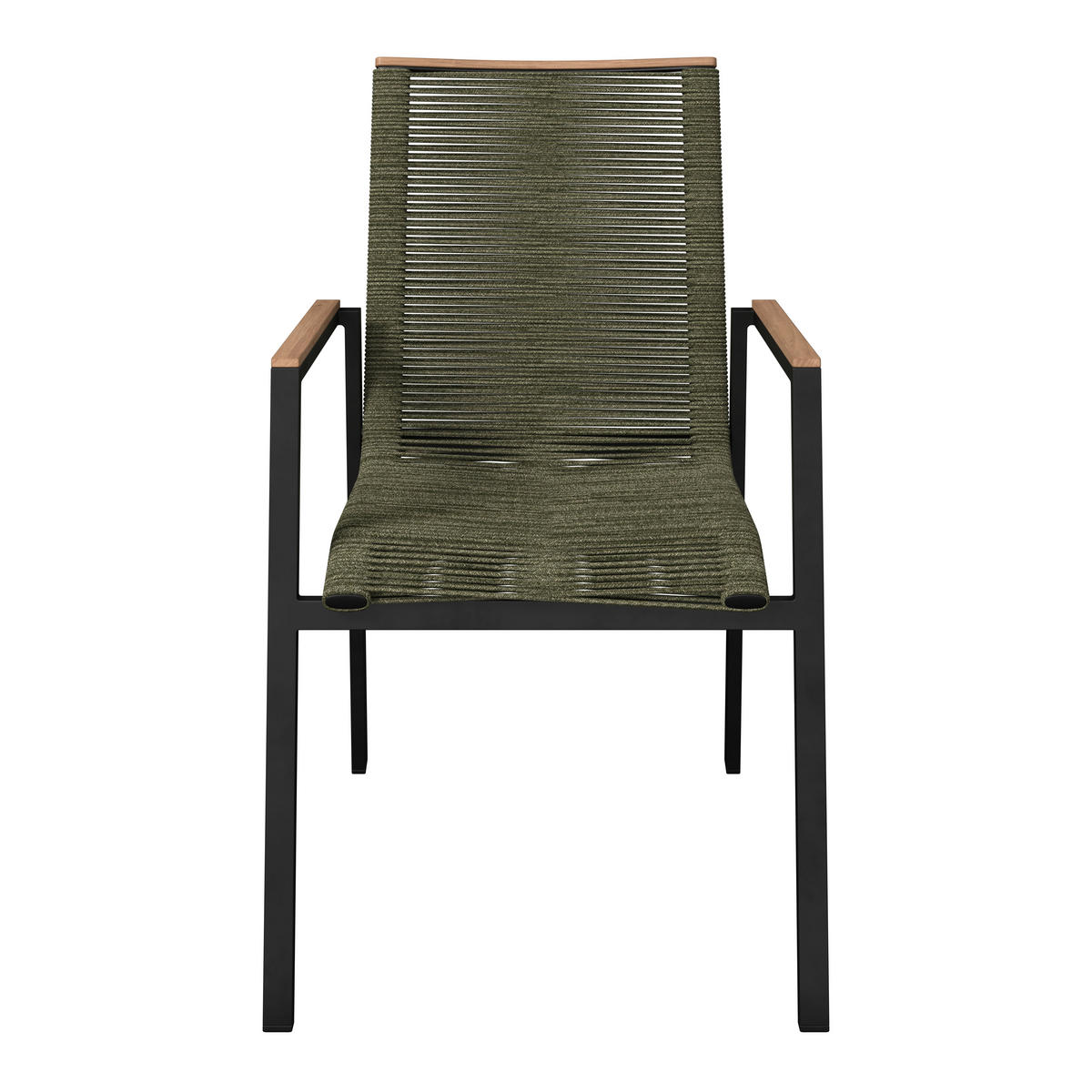 STAPELSESSEL Teakholz Aluminium Anthrazit, Grün, Teakfarben  - Anthrazit/Grün, Design, Holz/Textil (56/90/66cm) - Amatio