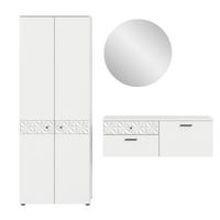 GARDEROBE 3-teilig  in 195/192/34 cm  - Weiß, Design, Glas/Holzwerkstoff (195/192/34cm) - MID.YOU