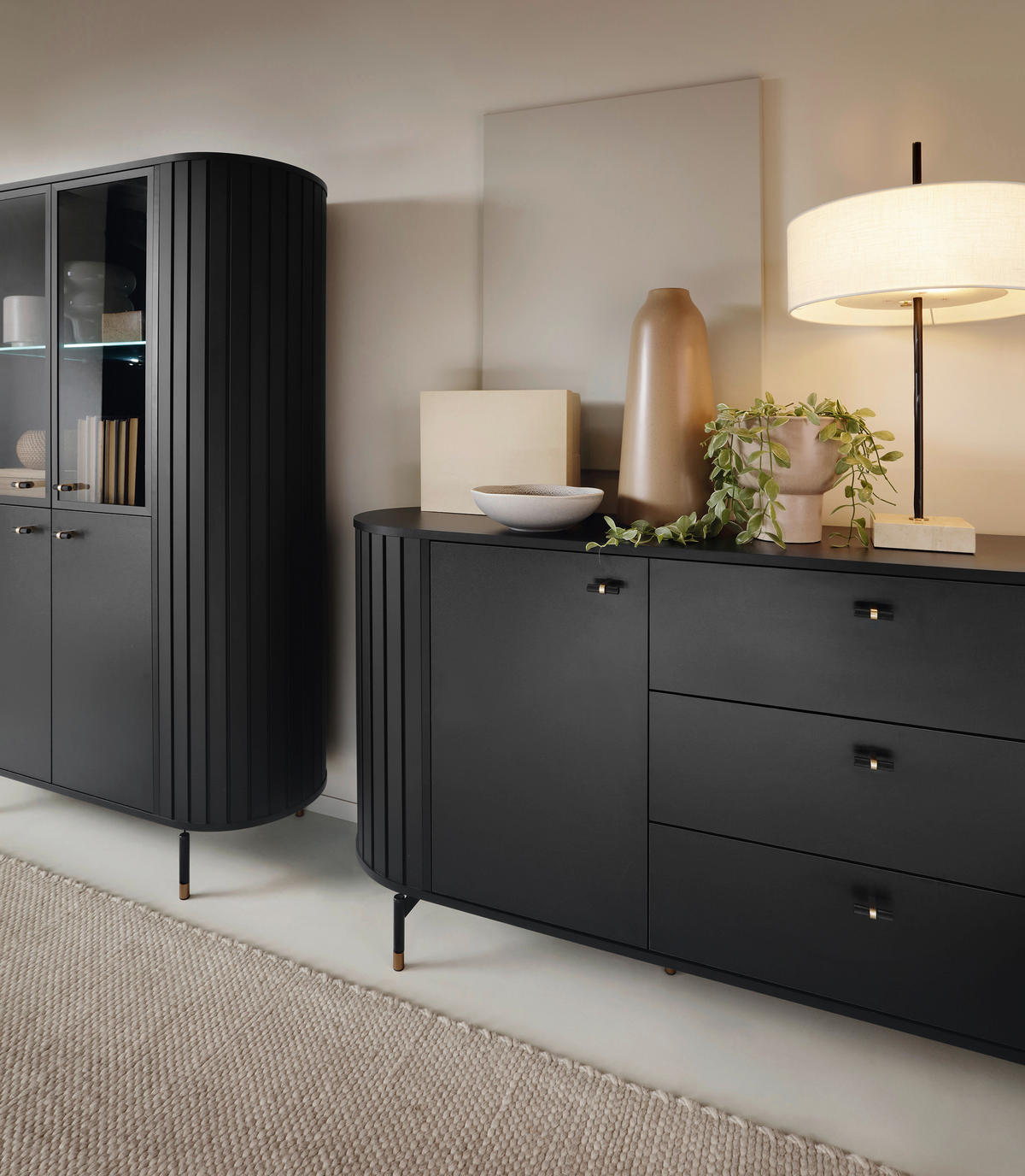 SIDEBOARD  in 190,1/81/40 cm  - Goldfarben/Schwarz, MODERN, Holzwerkstoff/Metall (190,1/81/40cm) - home24