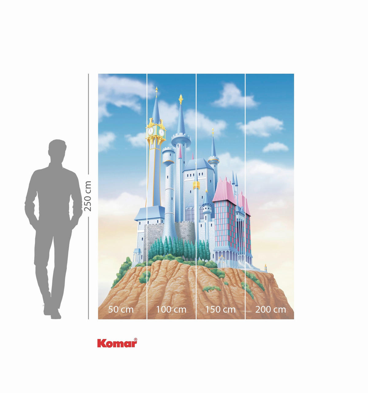FOTOTAPETE PRINCESS CINDERELLA CASTLE  - Blau, Design, Textil (200/250cm) - Disney