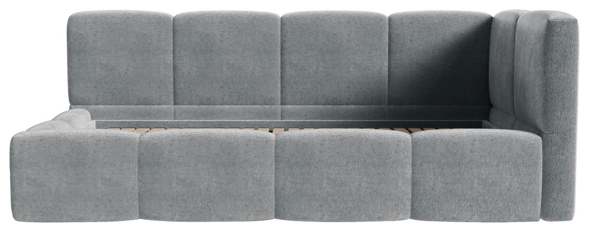 POLSTERBETT 90/200 cm,  in Silberfarben, Lattenrost, Bettkasten,  - Silberfarben/Schwarz, Design, Holz/Textil (90/200cm) - Chameo