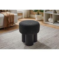 HOCKER Teddystoff Grau, Schwarz  - Schwarz/Grau, MODERN, Textil (50/49/50cm) - Livetastic