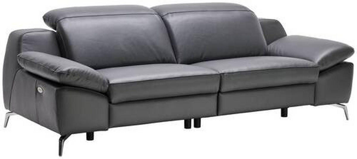 CANAPEA CU 3 LOCURI piele antracit  - antracit, Design, metal/piele (234/83-99/110cm) - Celina