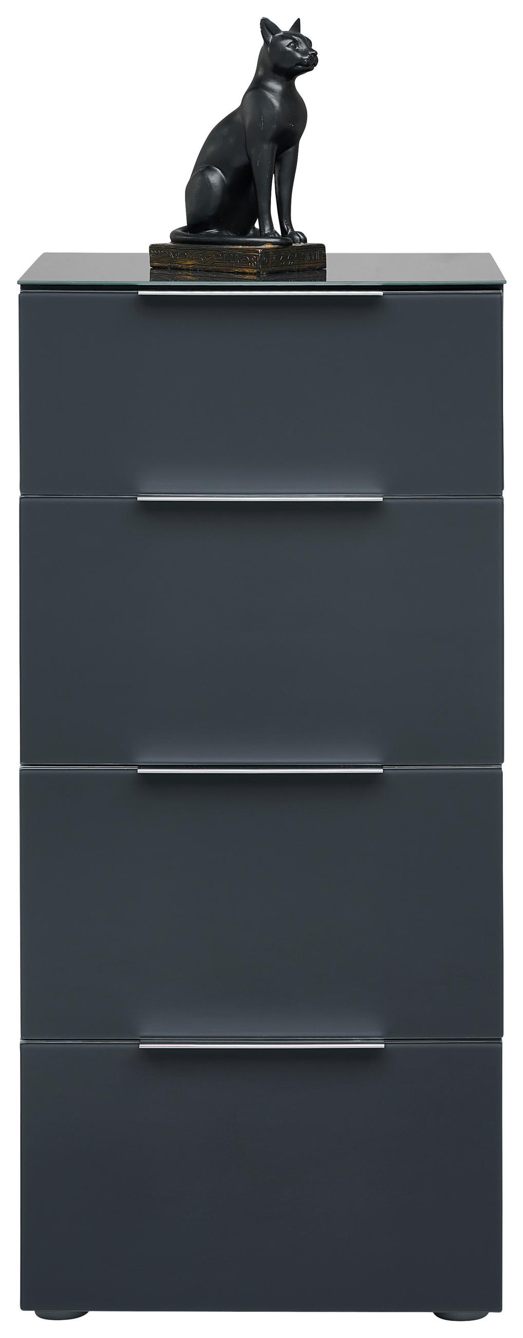 KOMÓD 45/101/42 cm  - alumíniumszínű/antracit, Design, faalapú anyag/Üveg (45/101/42cm) - Voleo