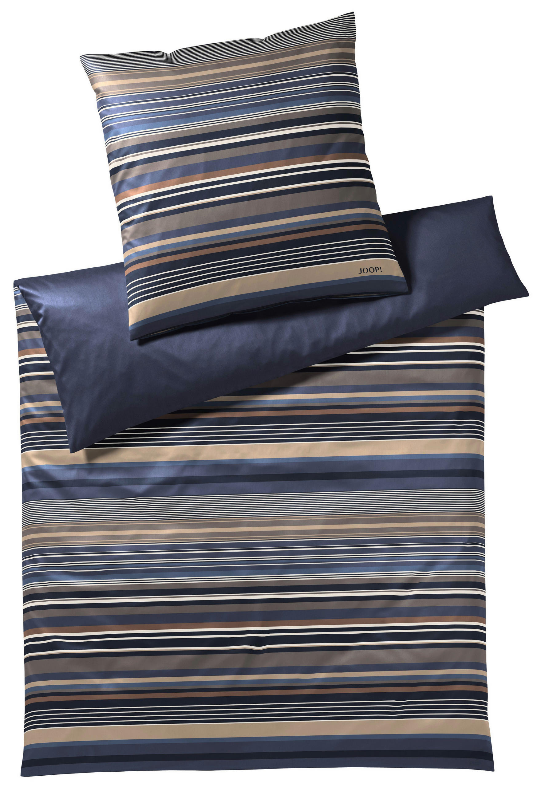WENDEBETTWÄSCHE Makosatin - Blau/Braun, Basics, Textil (135/200cm) - Joop!