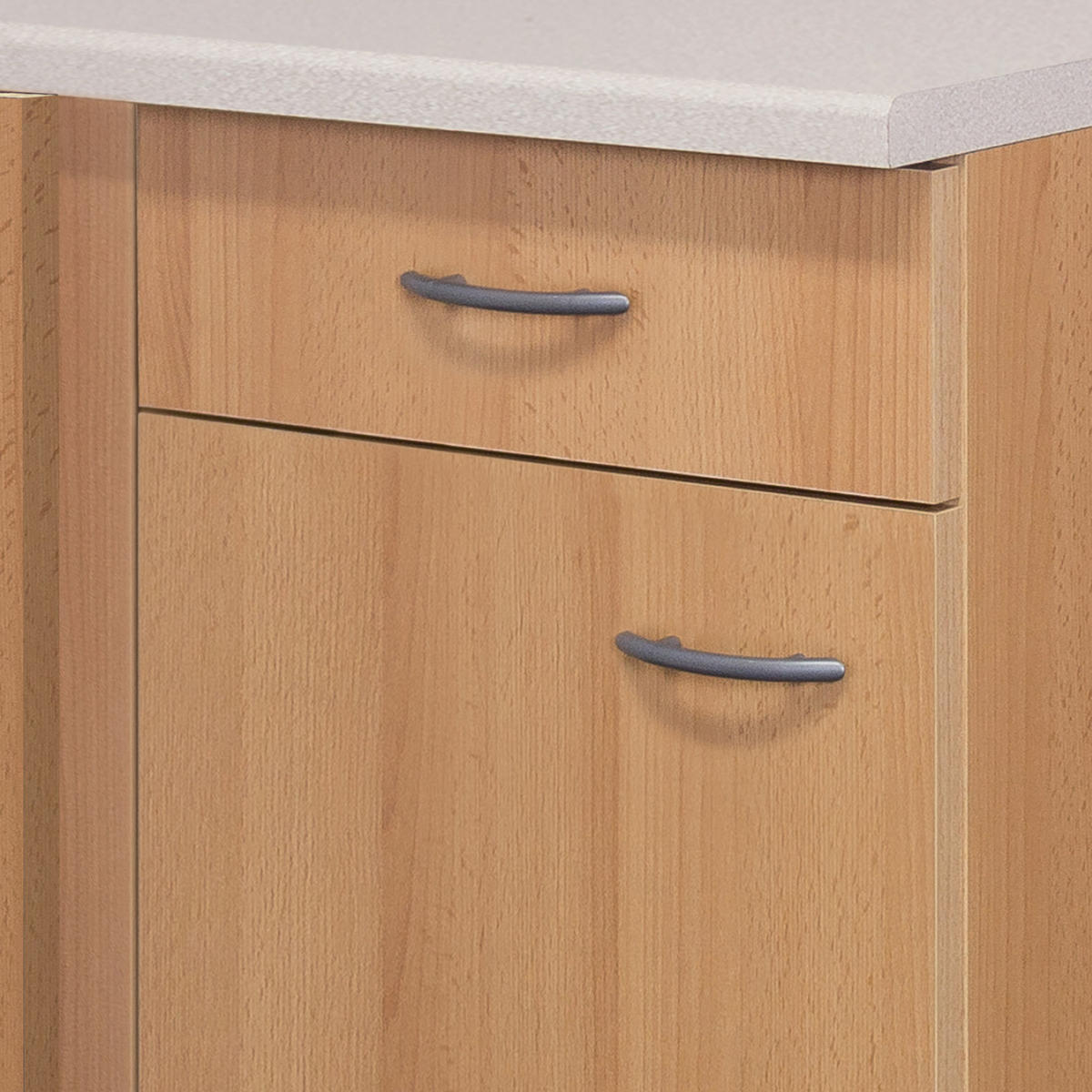 ECKUNTERSCHRANK 110/85/57 cm  in Buchefarben  - Edelstahlfarben/Beige, MODERN, Holzwerkstoff/Kunststoff (110/85/57cm) - FlexWell