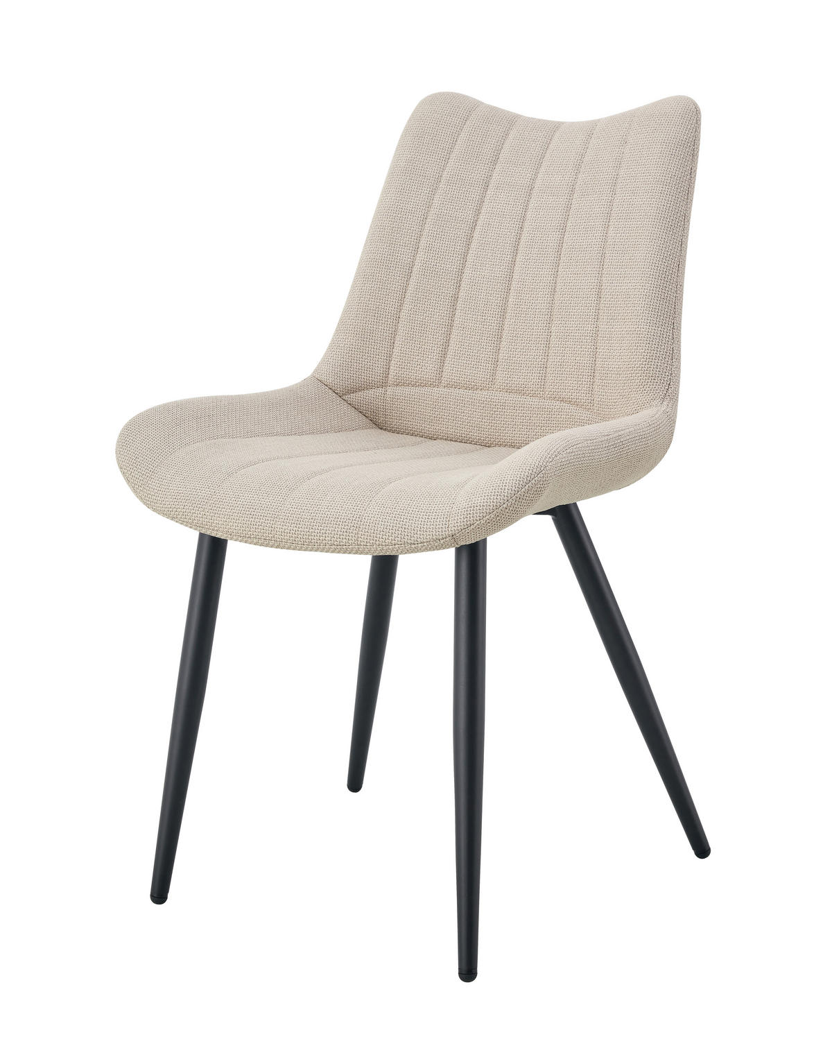 STUHL-SET 2 Stück  in Webstoff  - Creme/Schwarz, MODERN, Textil/Metall (53/86/59cm) - MID.YOU