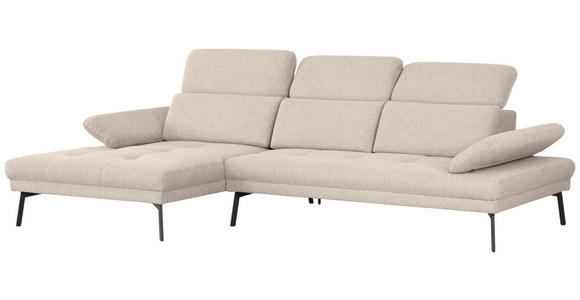 ECKSOFA Sandfarben Webstoff  - Sandfarben/Schwarz, Design, Textil/Metall (188/296cm) - Xora