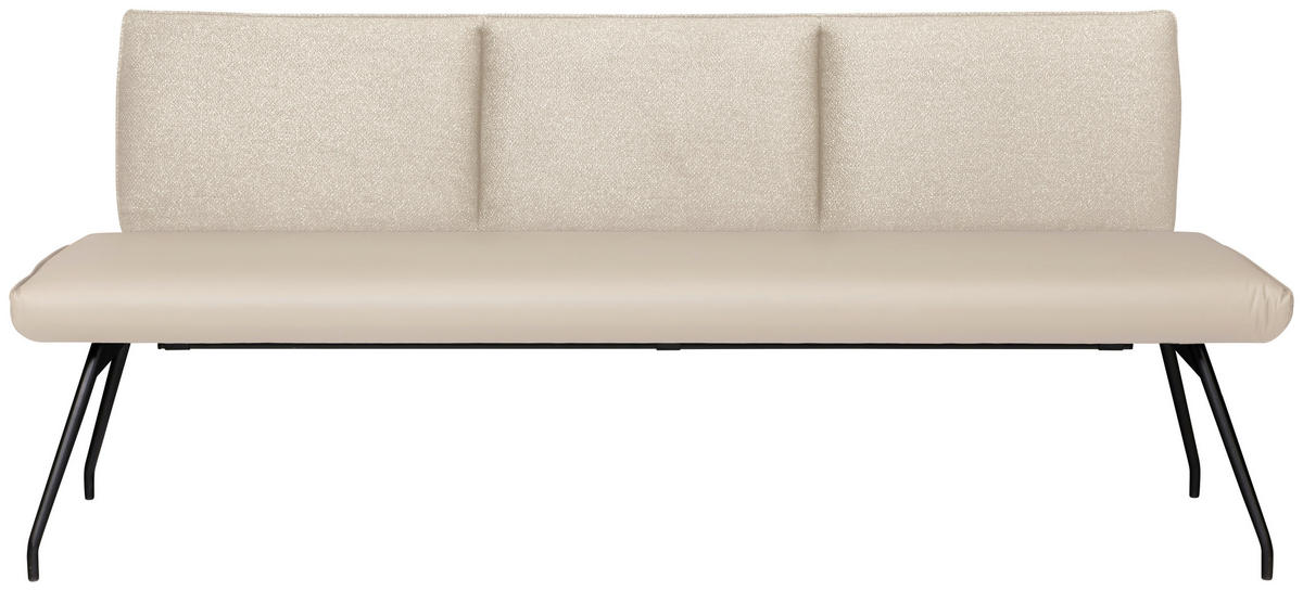 SITZBANK 200/91/60 cm Mikrofaser, Webstoff Schwarz, Beige, Hellbraun  - Hellbraun/Beige, Design, Textil/Metall (200/91/60cm) - Moderano