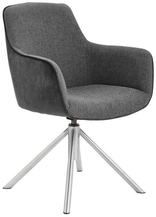 ARMLEHNSTUHL drehbar  in Edelstahl Flachgewebe  - Edelstahlfarben/Anthrazit, Design, Textil/Metall (60/88/64cm) - Novel
