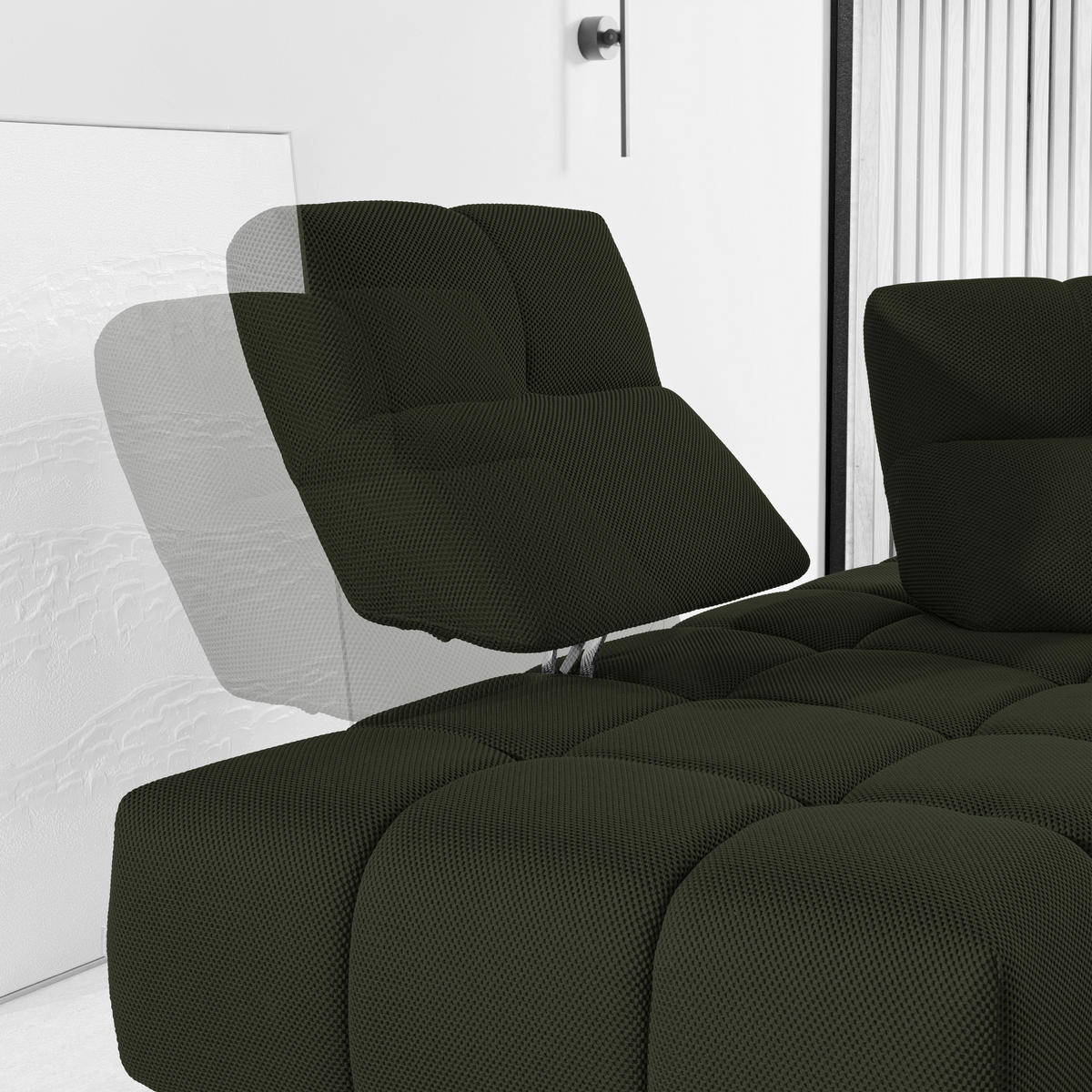 ECKSOFA in Struktur Olivgrün  233/313 cm  - Schwarz/Olivgrün, Design, Kunststoff/Textil (233/313cm) - Emilio Belluti