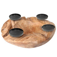 ADVENTSKERZENHALTER - Nussbaumfarben, Trend, Holz/Metall (30/10/30cm) - Milino