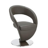 STUHL Echtleder Edelstahlfarben, Dunkelgrau  - Edelstahlfarben/Dunkelgrau, Design, Leder/Metall (62/86/61cm) - Moderano