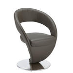 STUHL Echtleder Edelstahlfarben, Dunkelgrau  - Edelstahlfarben/Dunkelgrau, Design, Leder/Metall (62/86/61cm) - Moderano