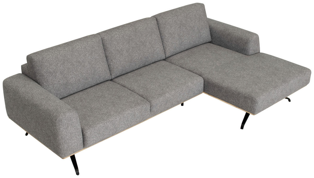 ECKSOFA in Struktur Grau  - Schwarz/Grau, Design, Textil/Metall (262/157cm) - Novel