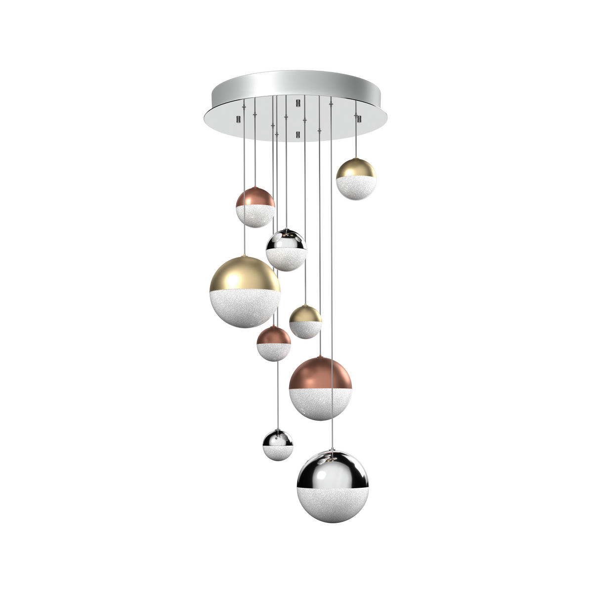 LED-HÄNGELEUCHTE Stafford 50/150 cm   - Chromfarben/Messingfarben, Basics, Metall (50/150cm) - Dieter Knoll