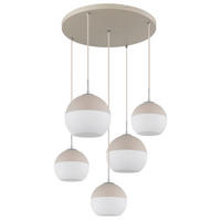 HÄNGELEUCHTE 57/120 cm    - Sandfarben/Weiss, Design, Glas/Textil (57/120cm) - Globo