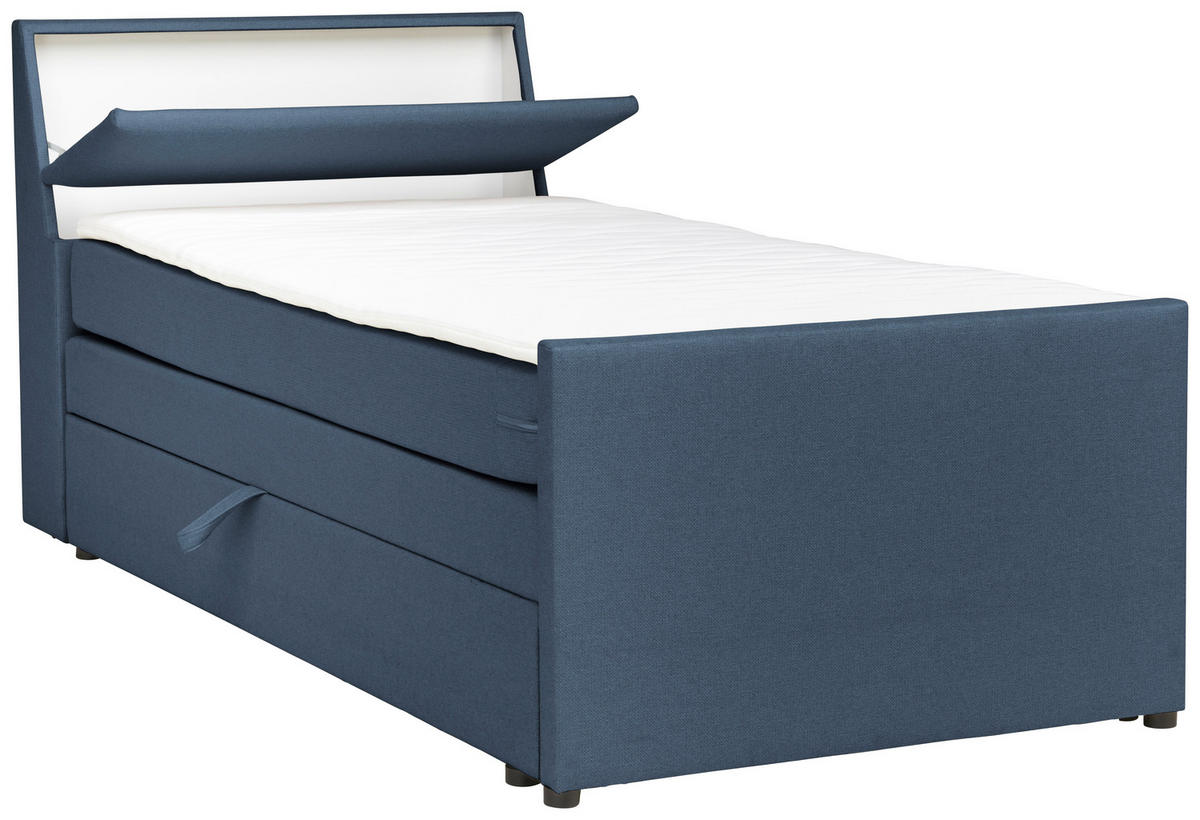 BOXSPRINGBETT 120/200 cm  in Blaugrau  - Blaugrau/Schwarz, MODERN, Holz/Textil (120/200cm) - MID.YOU
