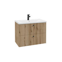 WASCHTISCHKOMBI 80 cm  - Eichefarben/Schwarz, MODERN, Keramik/Holzwerkstoff (80cm) - P & B