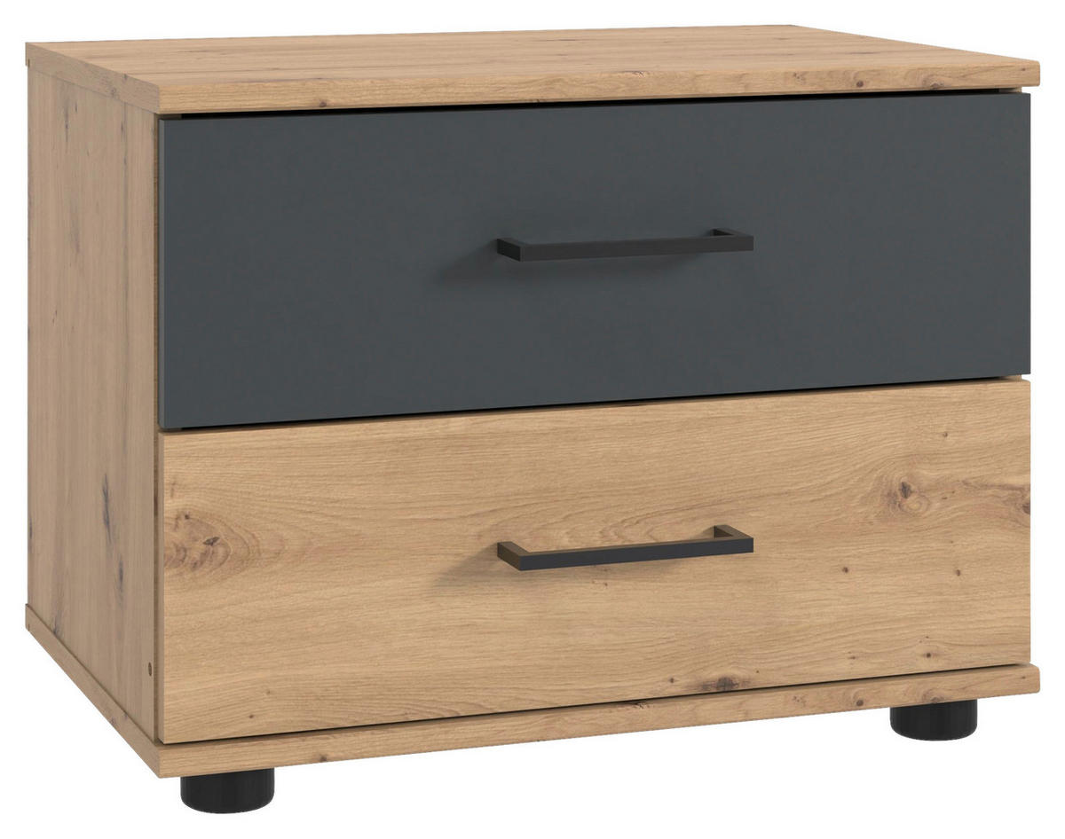 NACHTTISCH 52/40/38 cm  in Graphitfarben, Eiche Artisan  - Schwarz/Graphitfarben, Konventionell, Holzwerkstoff/Kunststoff (52/40/38cm) - Carryhome
