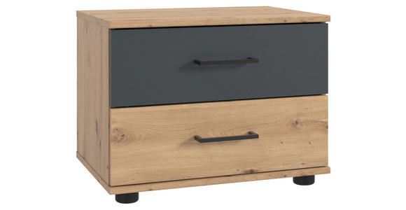 NACHTKÄSTCHEN 52/40/38 cm in Graphitfarben, Eiche Artisan - Schwarz/Graphitfarben, KONVENTIONELL, Holzwerkstoff/Kunststoff (52/40/38cm) - Carryhome