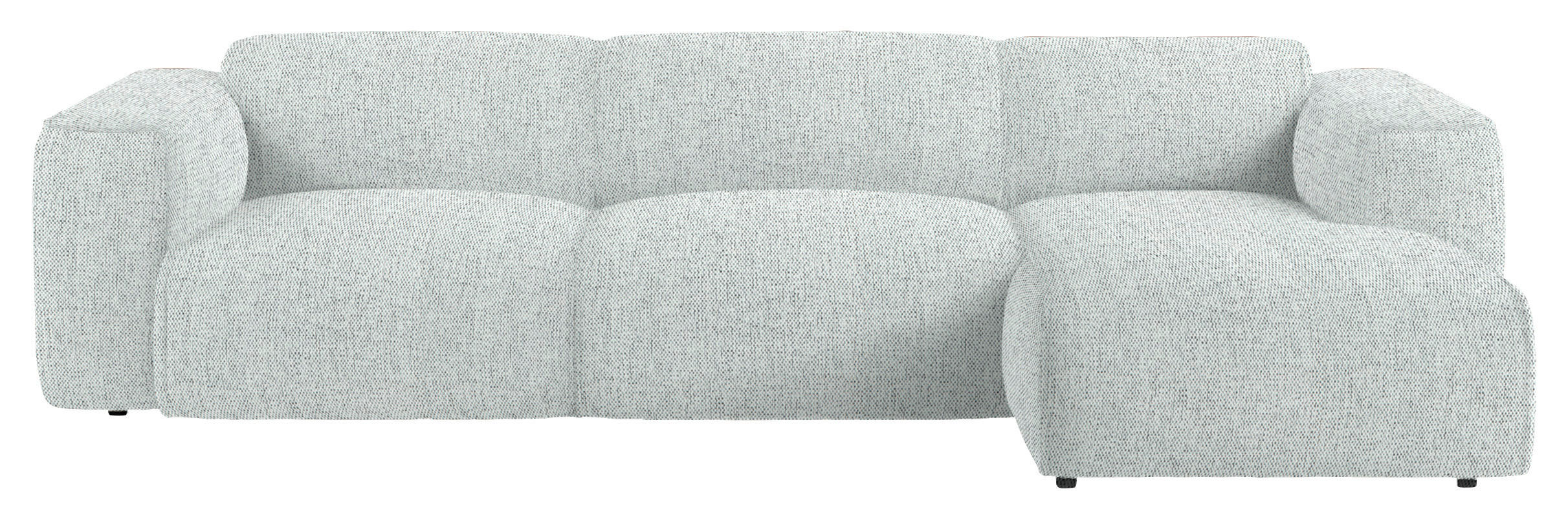 ECKSOFA Hellgrau Webstoff Rücken echt  - Hellgrau/Schwarz, Design, Kunststoff/Textil (290/171cm) - home24