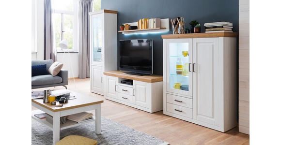 HIGHBOARD  118/142/40 cm 2 Schublade(n)  - Eichefarben/Schwarz, LIFESTYLE, Glas/Holzwerkstoff (118/142/40cm) - Landscape