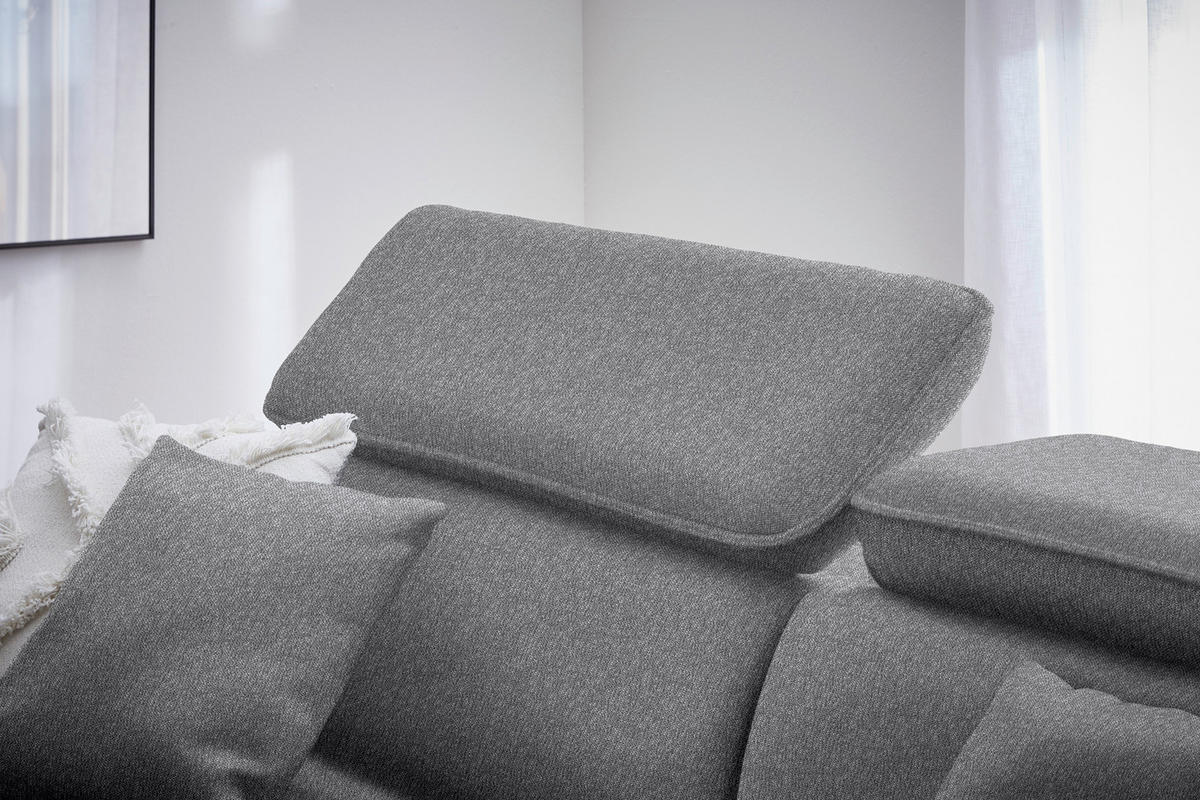 ECKSOFA in Struktur Grau  - Schwarz/Grau, Design, Holz/Textil (185/232cm) - Stylife