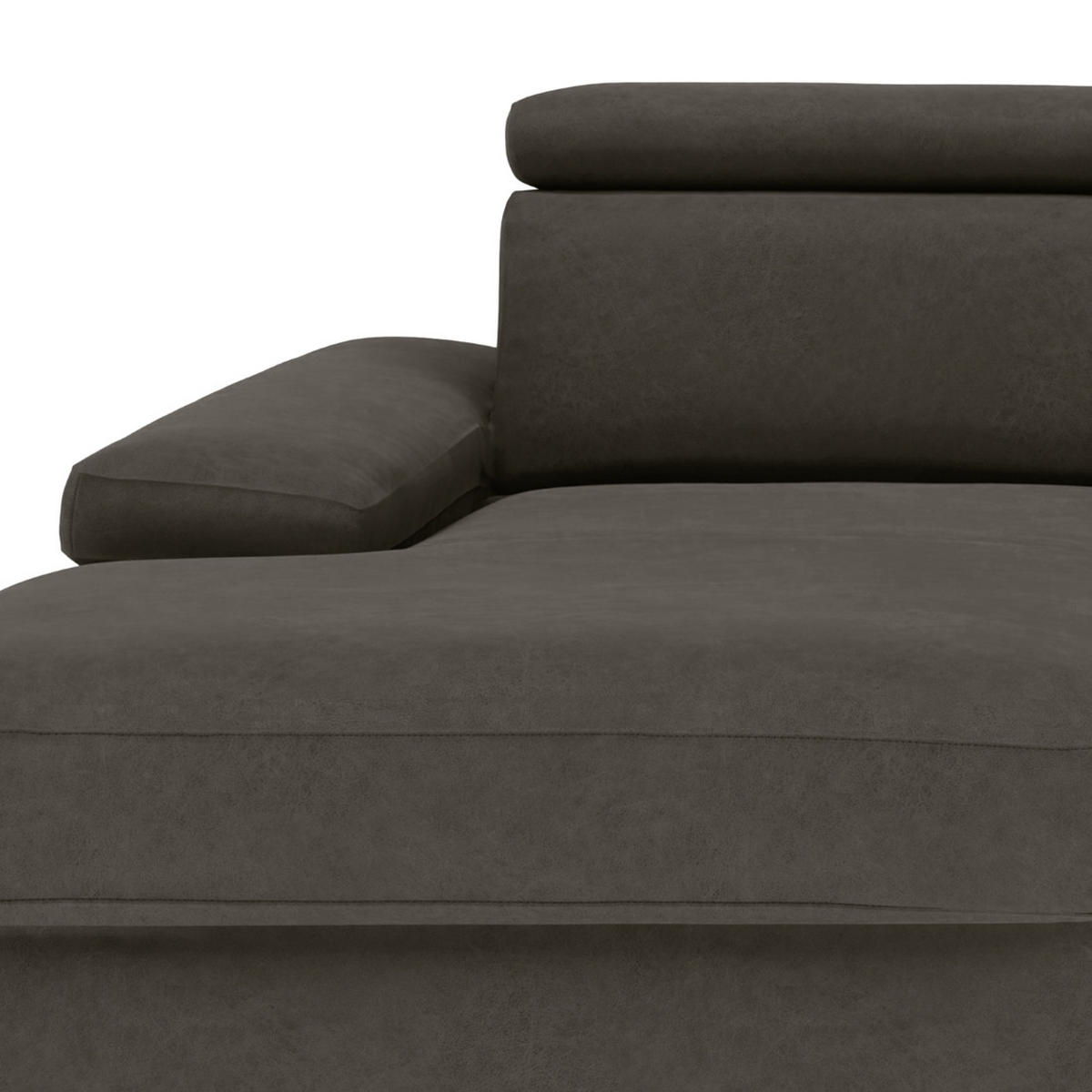 ECKSOFA in Mikrofaser Anthrazit  - Anthrazit/Silberfarben, Konventionell, Textil/Metall (259/82/182cm) - Trendmanufaktur